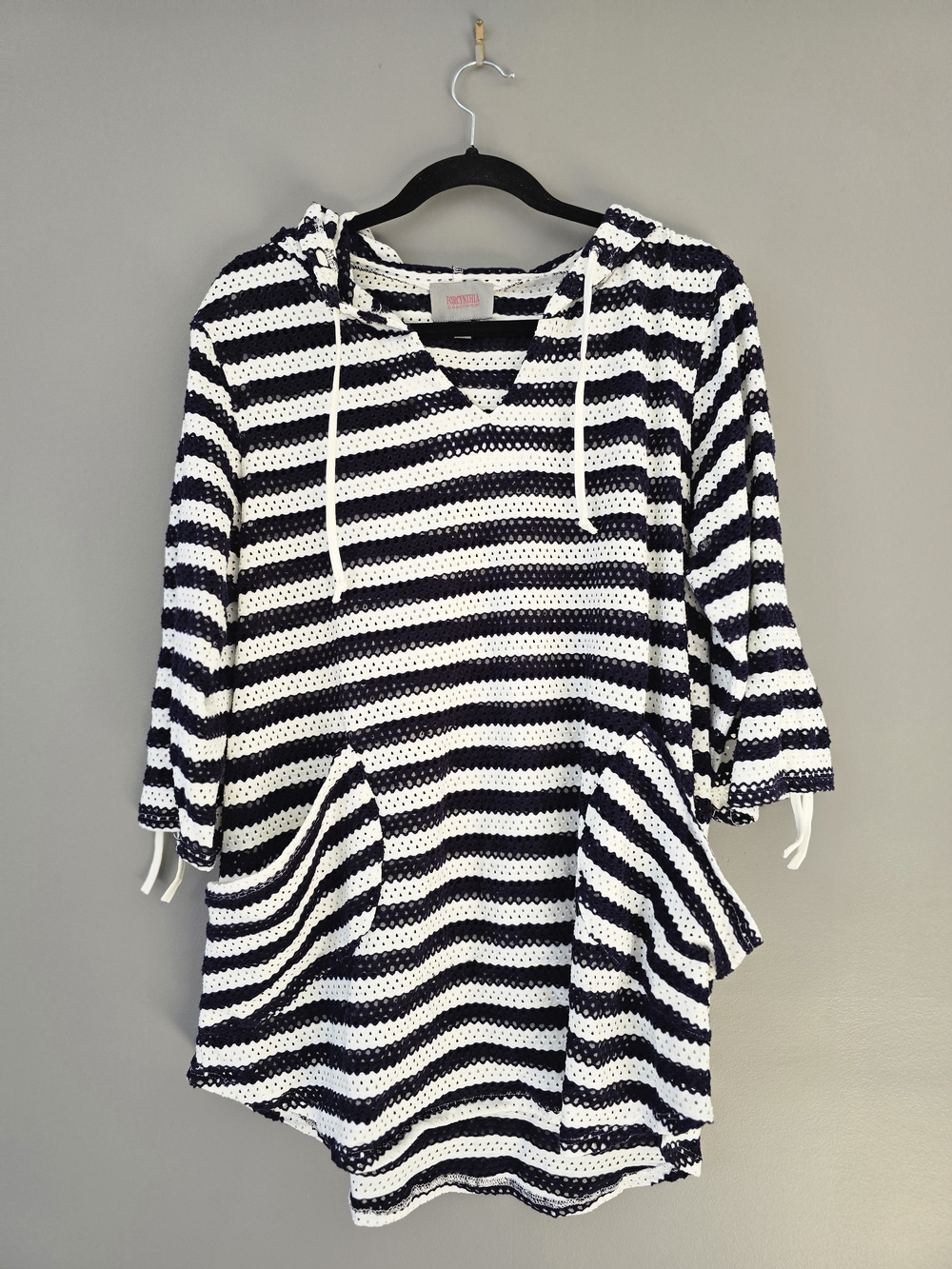 For Cynthia Beachwear. Striped Beach Cover/ Hoodie Pullover